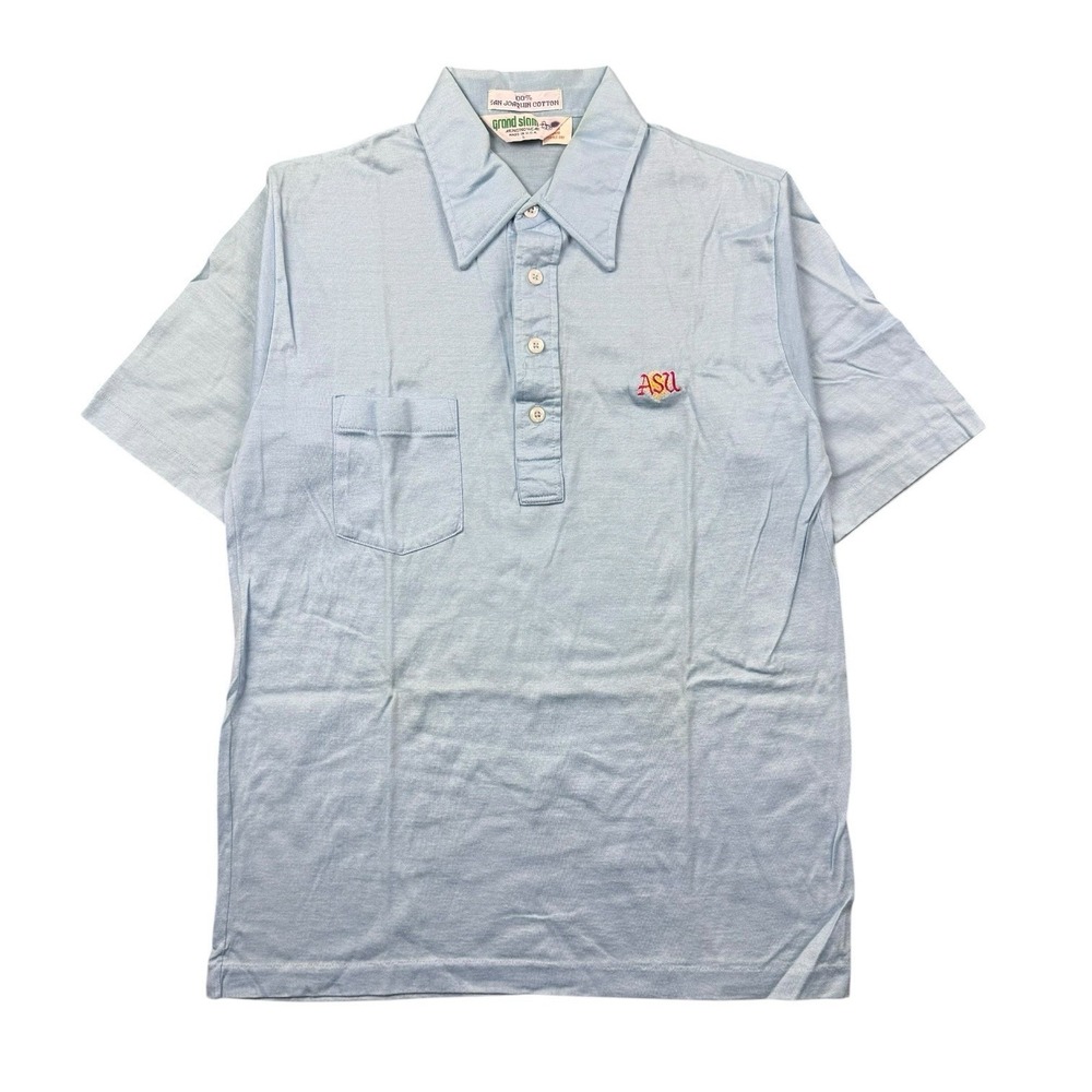 Vtg 70's Grand Slam Munsingwear Polo Shirt Men Large Blue ASU Arizona State Golf